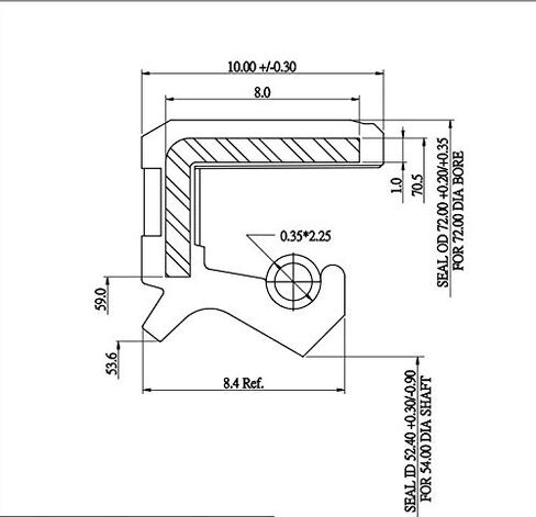 EAI Oil Seal 54mm X 72mm X 10mm TC Double Lip w/Spring. Metal Case w/Nitrile Rubber Coating in Saudi Arabia