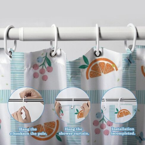 Fruit Gingham Print Funny Shower Curtain with Hooks, Summer Waterproof Shower Curtain Ocean, Washable Fabric Holiday Farmhouse Curtains for Rv Retro Bathroom Decor 72×72 in in Kuwait