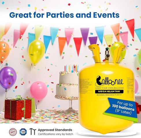 22L Helium Tank for Balloons at Home, Disposable Balloon Helium Tank Kit, Inflates Up to 100 Latex Balloons, Portable Balloon Pump for Birthday, Wedding & Party Decorations in Saudi Arabia