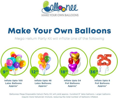 22L Helium Tank for Balloons at Home, Disposable Balloon Helium Tank Kit, Inflates Up to 100 Latex Balloons, Portable Balloon Pump for Birthday, Wedding & Party Decorations in Saudi Arabia