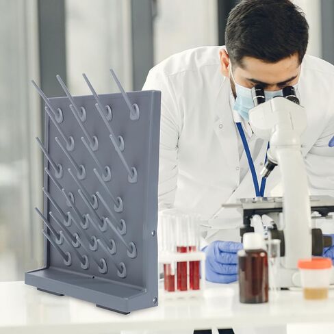 2pcs Pp Test Tube Drying Rack Laboratory Plastic Drain Rack 27 Pegs Black Stand for Lab Glassware and Scientific Tube Draining Accessories in Saudi Arabia