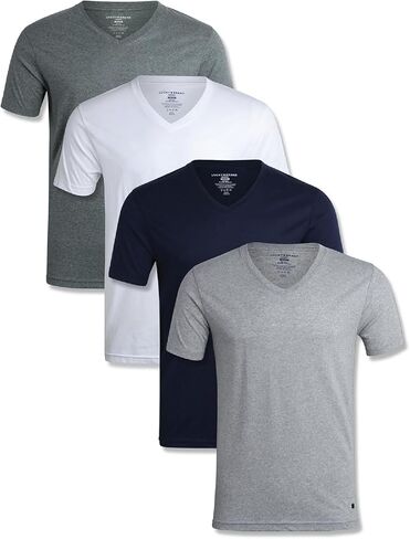 Lucky Brand Men's Undershirt - 4 Pack Basic Short Sleeve Men's T-Shirts - Soft Crewneck and V-Neck Undershirts for Men (S-XL) in Saudi Arabia