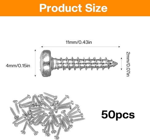 50 Pack Guitar Bass Pickguard Screws, 11mm x 2mm Tuning Pegs Screws Tuning Key Guitars Tuner Screw Machine Heads Mounting Screw for Electric Acoustic Guitars Bass in Saudi Arabia