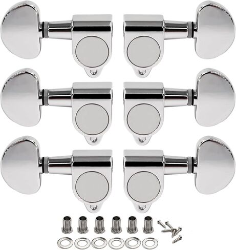 FXJXB 18:1 Guitar Tuning Pegs 3x3 Tuning Keys Guitar Tuners Replacement for Acoustic or Electric Guitar for ST TL SG LP Style- Chrome(3R+3L) in Saudi Arabia