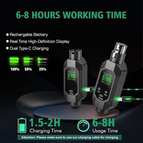 Wireless XLR Transmitter and Receiver UHF wireless microphone adapter for 164ft Range 8-Hours Battery wireless mic adapter for Condenser, Dynamic Mics, Mixer,PA System in Saudi Arabia
