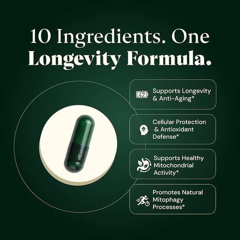 10 في 1 أوروليثين أ 1250 مجم مركب ليبوسومال لطول العمر | ث. NAD+، نيكوتيناميد ريبوسيد وريسفيراترول | دعم الميتوكوندريا يعزز الطاقة الخلوية ومكافحة الشيخوخة وتعافي العضلات in Kuwait