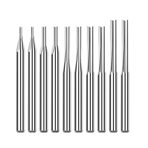 10pcs 3.175mm Shank 2 Flute Straight End Mill Carbide End Mills Router Bit Straight Slot for CNC MDF Engraving Milling Cutter in Saudi Arabia