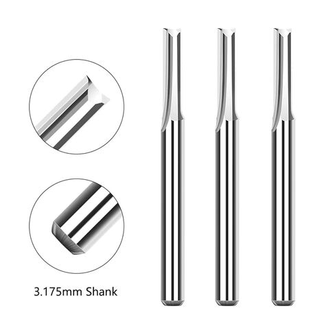 10pcs 3.175mm Shank 2 Flute Straight End Mill Carbide End Mills Router Bit Straight Slot for CNC MDF Engraving Milling Cutter in Saudi Arabia