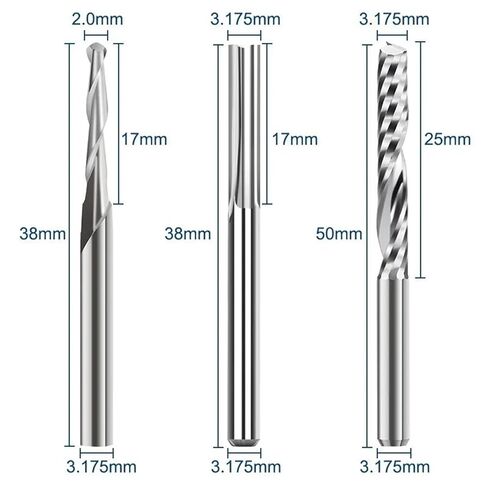 3.175mm Shank Milling Cutter CNC Router Bits 15pcs Carbide End Mill Engraving Bits Set for Woodworking Acrylic Cutting in Saudi Arabia