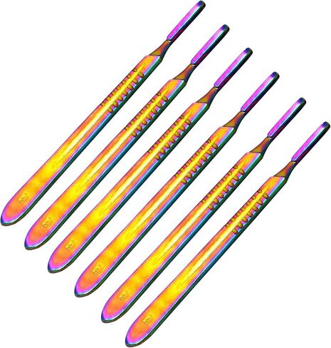 Multi Titanium Rainbow 6pcs New Stainless Steel Scalpel Handle #4 Dental Veterinary Instruments in Saudi Arabia