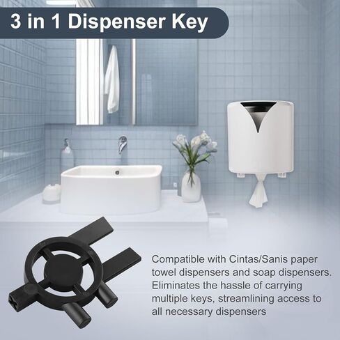 مفتاح موزع المناشف الورقية 3 في 1 متوافق مع موزعات المناشف الورقية سينتاس وسانيس والصابون وورق التواليت، 5 قطع استبدال مفتاح موزع المناشف الورقية لسينتاس وسانيس مع حلقة مفاتيح in Kuwait