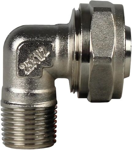 M8086 Air Compressor 90 Degree Elbow Fitting - for RapidAir Maxline Compressed airpipe system connection - Compressor elbow adaptor fitting - 175 PSI 3/4 Tubing x 1/2" Male NPT Silver Solid Brass in Saudi Arabia