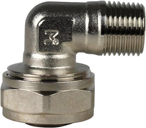 M8086 Air Compressor 90 Degree Elbow Fitting - for RapidAir Maxline Compressed airpipe system connection - Compressor elbow adaptor fitting - 175 PSI 3/4 Tubing x 1/2" Male NPT Silver Solid Brass in Saudi Arabia