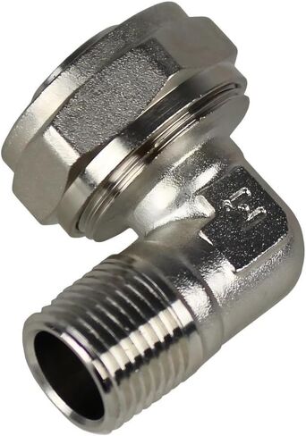 M8086 Air Compressor 90 Degree Elbow Fitting - for RapidAir Maxline Compressed airpipe system connection - Compressor elbow adaptor fitting - 175 PSI 3/4 Tubing x 1/2" Male NPT Silver Solid Brass in Saudi Arabia