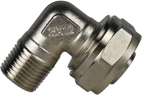 M8086 Air Compressor 90 Degree Elbow Fitting - for RapidAir Maxline Compressed airpipe system connection - Compressor elbow adaptor fitting - 175 PSI 3/4 Tubing x 1/2" Male NPT Silver Solid Brass in Saudi Arabia