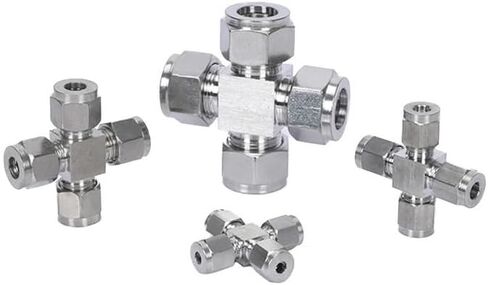1PC 304 Stainless Steel Double Ferrule Straight Cross Fitting 8mm Tube Hex 4-Way Equal Diameter Cross Joint in Kuwait