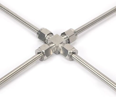 1PC 304 Stainless Steel Double Ferrule Straight Cross Fitting 8mm Tube Hex 4-Way Equal Diameter Cross Joint in Kuwait