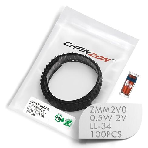 (عبوة من 100 قطعة) صمام ثنائي زينر SMD من شانزون 0.5 وات 2 فولت ZMM2V0 LL-34 (SOD-80 MiniMELF / 1206) 0.5 وات 2 فولت صمامات زينر زجاجية من السيليكون in Saudi Arabia