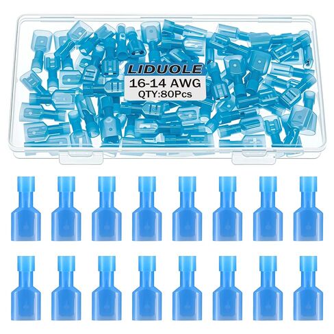 16-14 AWG Nylon Male and Female Spade Connectors Insulated Blue Quick Disconnect Wire Connector Spade Crimp Terminals (Pack of 80Pcs) in Saudi Arabia