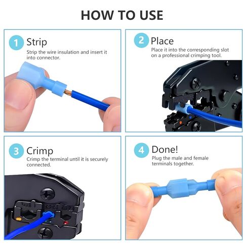 16-14 AWG Nylon Male and Female Spade Connectors Insulated Blue Quick Disconnect Wire Connector Spade Crimp Terminals (Pack of 80Pcs) in Saudi Arabia