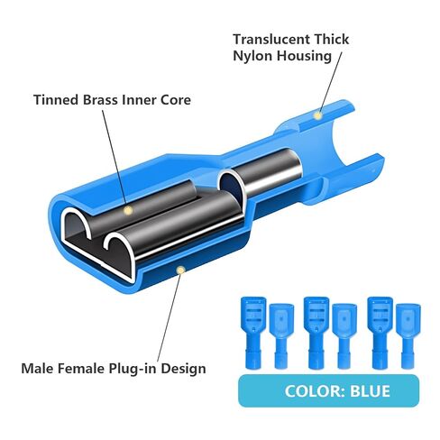 16-14 AWG Nylon Male and Female Spade Connectors Insulated Blue Quick Disconnect Wire Connector Spade Crimp Terminals (Pack of 80Pcs) in Saudi Arabia