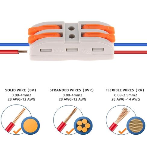 10pcs Lever Wire Connectors 2 in 2 Out Wire Splicing Connector 2 Conductor Compact Splicing Wire Connectors for Circuit Inline 24-12 AWG in Saudi Arabia