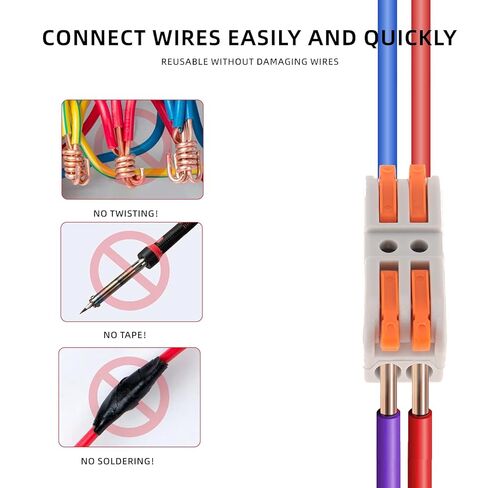 10pcs Lever Wire Connectors 2 in 2 Out Wire Splicing Connector 2 Conductor Compact Splicing Wire Connectors for Circuit Inline 24-12 AWG in Saudi Arabia