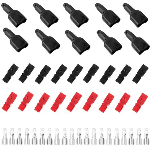 50pcs 45Amp Power Connectors Kit, 4-6mm (10-12 AWG) 20pcs Red & Black Housing Connectors with 20 Silver-Plated Copper Contacts & 10 PVC Covers Quick Disconnect Assortment Battery Terminals Kit in Saudi Arabia
