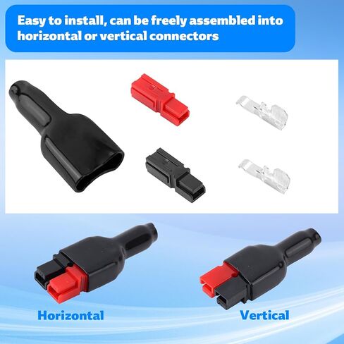 50pcs 45Amp Power Connectors Kit, 4-6mm (10-12 AWG) 20pcs Red & Black Housing Connectors with 20 Silver-Plated Copper Contacts & 10 PVC Covers Quick Disconnect Assortment Battery Terminals Kit in Saudi Arabia