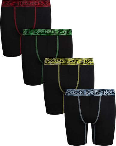 Reebok Boys' Boxer Briefs - 4 Pack Soft Breathable Moisture-Wicking Boxers - Underwear Pack for Boys (Sizes: 6-18) in Kuwait