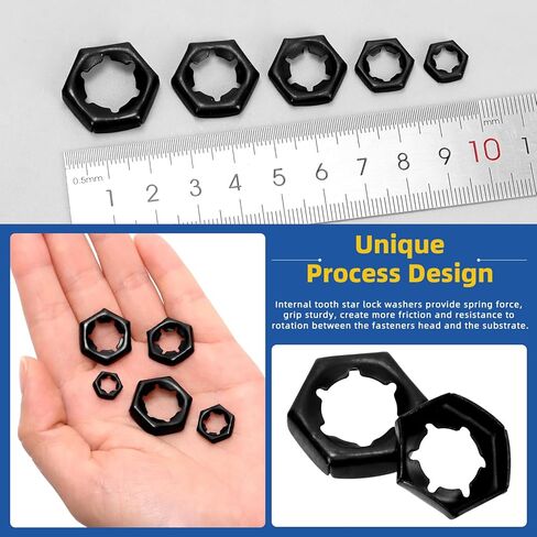 Glarks 105pcs M6 M8 M10 M12 M14 Push On Lock Nuts Assortment Kit, 65Mn Steel External Push Rings Nuts, Quick Speed Locking Nut, Internal Tooth Star Lock Nut for Shaft and Stud in Saudi Arabia