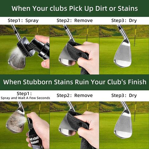 مجموعة رعاية نادي الجولف - نظيفة ، تلميع واستعادة مكاوي ، سائقين ، مضرب - راجع الصدأ ، الخدوش واستعادة المعادن | يشمل منظف نادي الجولف ، البولندية ، منظف قبضة ، منشفة مغناطيسية وفرشاة نادي الجولف in Kuwait