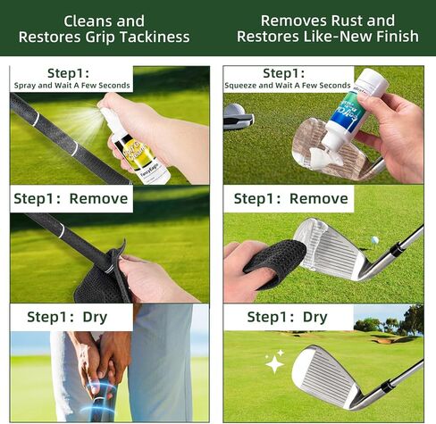 مجموعة رعاية نادي الجولف - نظيفة ، تلميع واستعادة مكاوي ، سائقين ، مضرب - راجع الصدأ ، الخدوش واستعادة المعادن | يشمل منظف نادي الجولف ، البولندية ، منظف قبضة ، منشفة مغناطيسية وفرشاة نادي الجولف in Kuwait