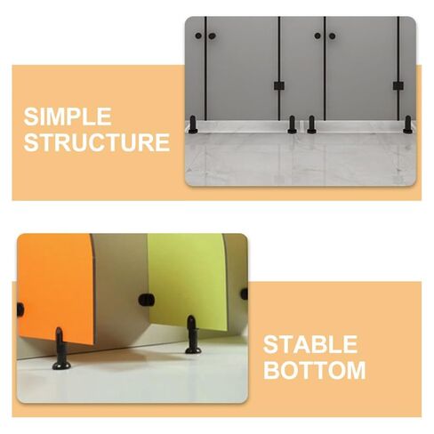PartyKindom 2pcs Adjustable Toilet Partition Feet Support Bracket, Black Nylon Plastic Bathroom Stall Hardware Fittings for Public Restroom Cubicles, 88-115mm Height Compatible in Saudi Arabia
