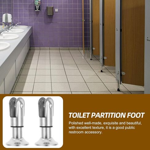 Cabilock 4pcs 304 Stainless Steel Toilet Partition Rack Support Feet, Public Restroom Partition Hardware Brackets, 6cm Bathroom Stall Foot Pads for Toilet Room in Saudi Arabia