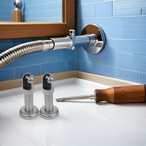 Luxshiny 2pcs Stainless Steel Toilet Cubicle Support Legs 6cm Partition Base Brackets for Public Restroom Stall Divider Floor Mount Hardware in Kuwait