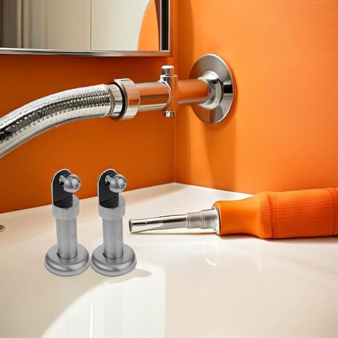 Luxshiny 2pcs Stainless Steel Toilet Cubicle Support Legs 6cm Partition Base Brackets for Public Restroom Stall Divider Floor Mount Hardware in Kuwait