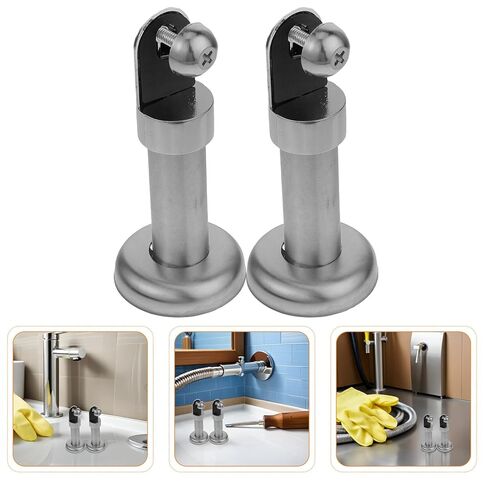 Luxshiny 2pcs Stainless Steel Toilet Cubicle Support Legs 6cm Partition Base Brackets for Public Restroom Stall Divider Floor Mount Hardware in Kuwait