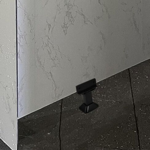 Adjustable Black Plastic Bathroom Partition Foot Restroom Partition Bracket Support for Public Toilet Stall with Thickened Base and Clamp in Saudi Arabia