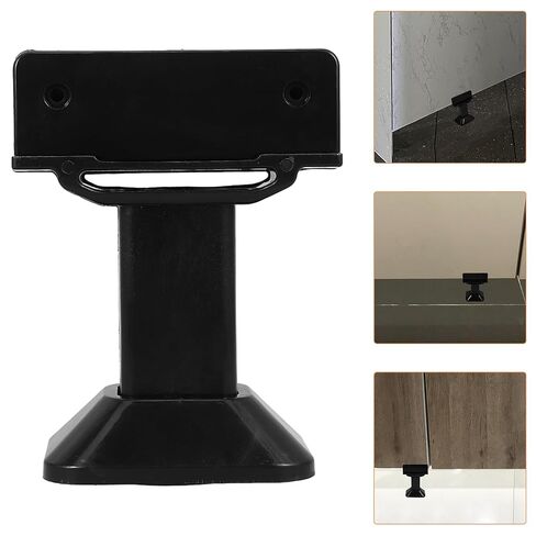 Adjustable Black Plastic Bathroom Partition Foot Restroom Partition Bracket Support for Public Toilet Stall with Thickened Base and Clamp in Saudi Arabia