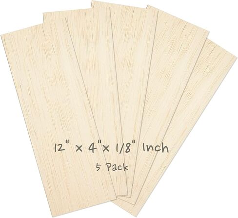 صفائح خشب البلسا للحرف اليدوية ومشاريع DIY ، 12 × 4 × 1/8 بوصة حزمة غير مكتملة من 5 (12 × 4 × 1/8 بوصة (5 حزمة)) in Kuwait