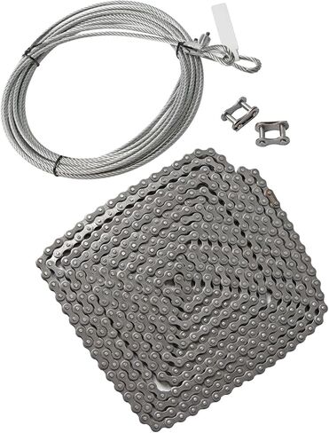 #41 20 ft Roller Chain with 2 Connecting Links and Cable for Gate Openers, Carbon Steel Door Opener Chain for Garage Overhead Gates Hanger Door Automatic Sliding Gate Replacement Karts Bike in Kuwait