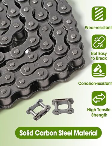 #41 20 ft Roller Chain with 2 Connecting Links and Cable for Gate Openers, Carbon Steel Door Opener Chain for Garage Overhead Gates Hanger Door Automatic Sliding Gate Replacement Karts Bike in Kuwait