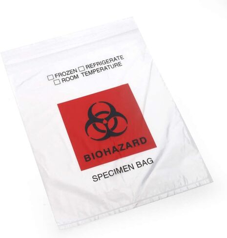 MediChoice Specimen Bag, Biohazard, Printed, Zip Closure, Polyethylene, 2 Millimeter, 8x10 Inch, Clear, 1314SB0810 (Case of 1000) in Kuwait