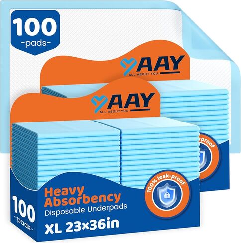 وسادات سرير فاخرة للاستعمال مرة واحدة مقاس 23 بوصة × 36 بوصة، وسادات داخلية فائقة الامتصاص للبالغين، وسادات تبول مقاومة للماء، وسادة تدريب كبيرة جدًا للجراء، وسادة تغيير حفاضات الأطفال، 100 قطعة in Kuwait