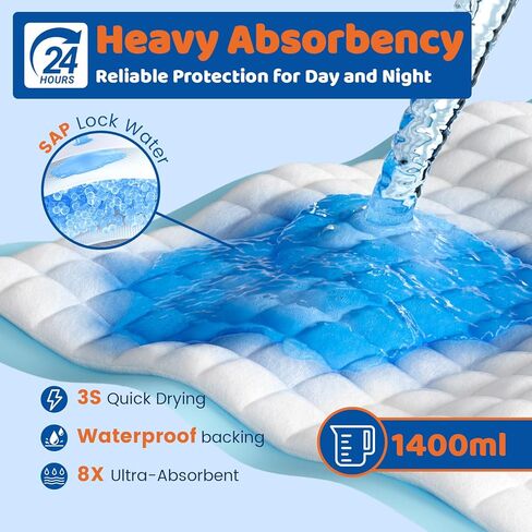 وسادات سرير فاخرة للاستعمال مرة واحدة مقاس 23 بوصة × 36 بوصة، وسادات داخلية فائقة الامتصاص للبالغين، وسادات تبول مقاومة للماء، وسادة تدريب كبيرة جدًا للجراء، وسادة تغيير حفاضات الأطفال، 100 قطعة in Kuwait