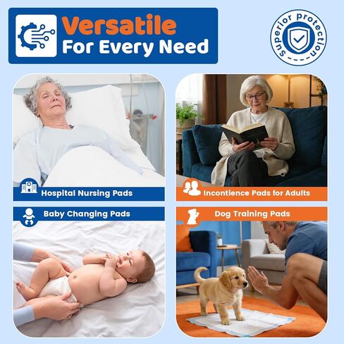 وسادات سرير فائقة الامتصاص للاستعمال مرة واحدة مقاس 23 بوصة × 36 بوصة (100 قطعة)، وسادات داخلية ممتازة للبالغين لعلاج سلس البول، وسادات تبول مقاومة للماء، وسادة تدريب كبيرة جدًا للجراء، وسادة تغيير حفاضات الأطفال in Kuwait