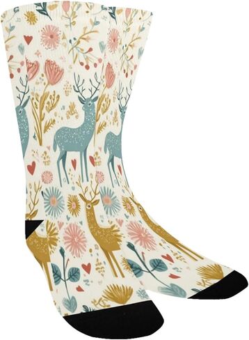 جوارب Pastel Deer Blooms للمشي لمسافات طويلة - جوارب شتوية حرارية سميكة دافئة للأطفال الصغار للأولاد والبنات للمدرسة، والارتداء اليومي والأنشطة الخارجية in Kuwait