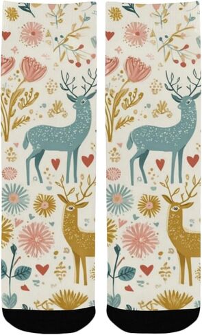 جوارب Pastel Deer Blooms للمشي لمسافات طويلة - جوارب شتوية حرارية سميكة دافئة للأطفال الصغار للأولاد والبنات للمدرسة، والارتداء اليومي والأنشطة الخارجية in Kuwait