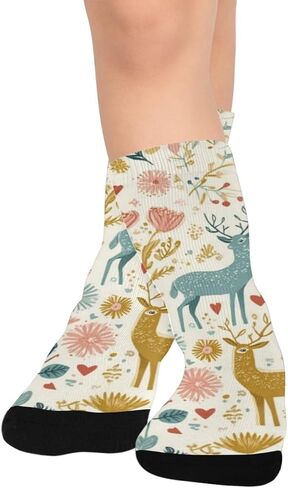 جوارب Pastel Deer Blooms للمشي لمسافات طويلة - جوارب شتوية حرارية سميكة دافئة للأطفال الصغار للأولاد والبنات للمدرسة، والارتداء اليومي والأنشطة الخارجية in Kuwait